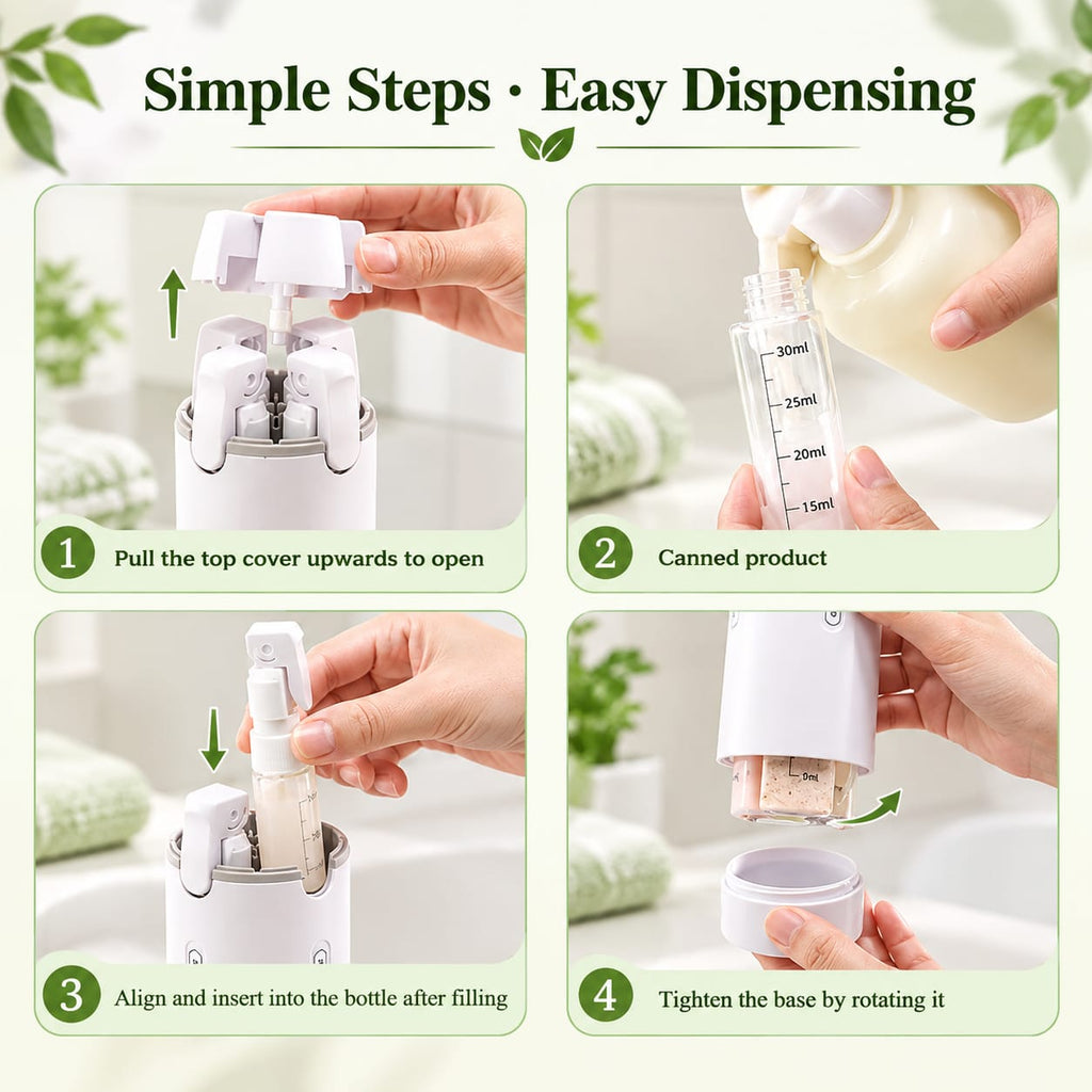 WellnessCO™ 4-in-1 Travel Bottle Dispenser